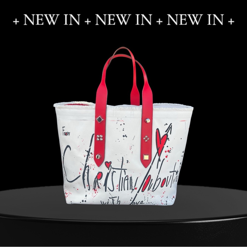 New Authentic Christian Louboutin Cabata with love- Graphic White and Red Tote